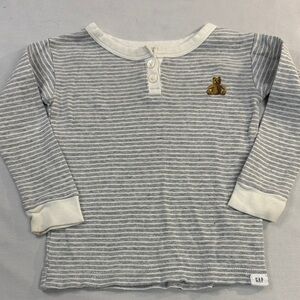 GAP Kids - 2T Grey Striped Long Sleeve with Bear Accent